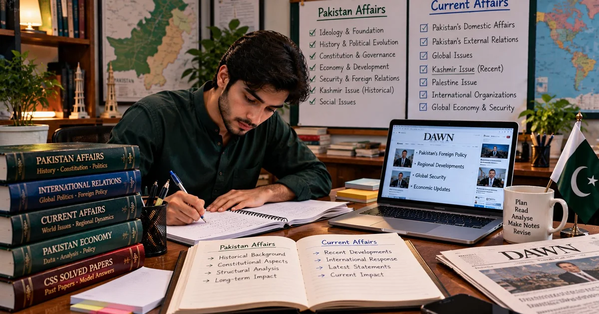 CSS aspirant preparing Pakistan Affairs and Current Affairs notes