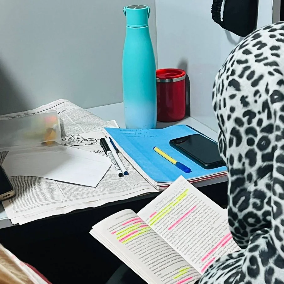 ICEP Classroom Aspirant's study desk with highlighted notes at ICEP